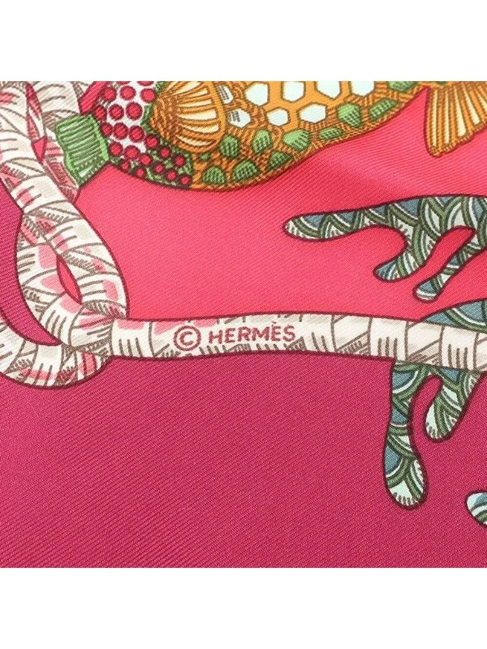 Hermes Scarf Carre 90 Silk Pink Multicolor Grands Fonds Deep